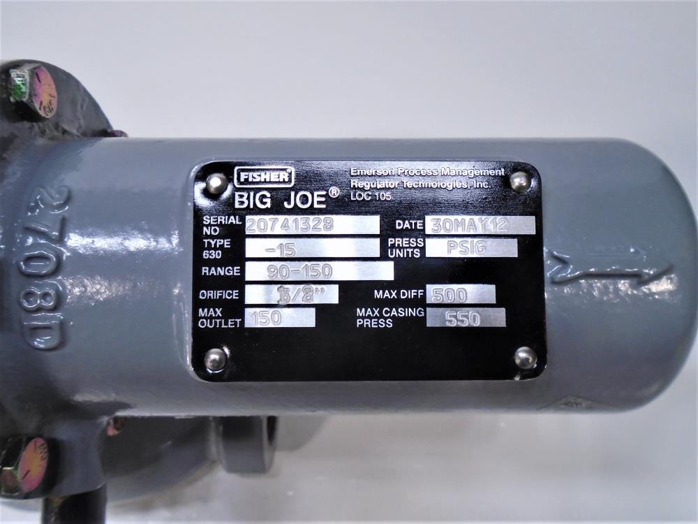 Fisher 1" NPT Big Joe Regulator Type 630-15 with 1/2" Orifice, 90-150 PSIG